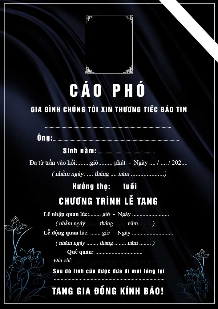 Hiện nay có rất nhiều bản cáo phó in sẵn rất tiện lợi